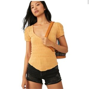Free People We The Free Robin Gold Textured t shirt Medium